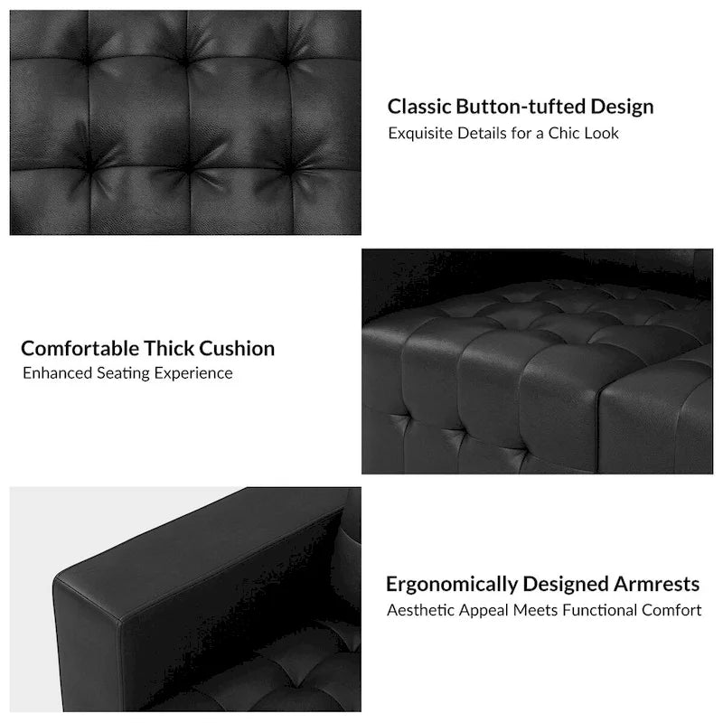 Aurora Genuine Leather Ottoman with Tufted Design by HULALA HOME