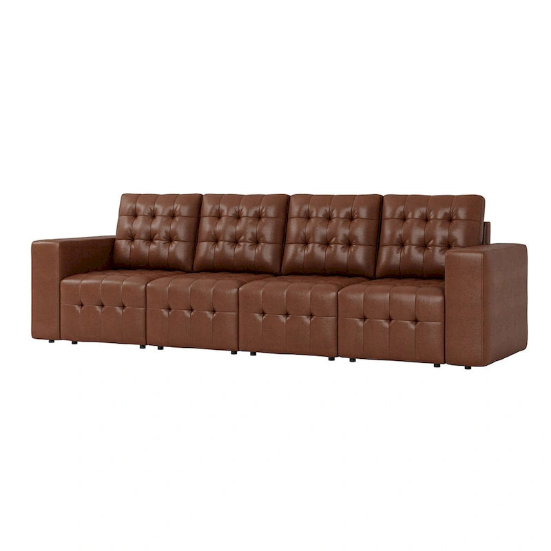 Aurora Genuine Leather Ottoman with Tufted Design by HULALA HOME