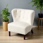 Accent Chair, Upholstered Armless Chair Lambskin Sherpa Single Sofa Chair with Wooden Legs, Modern Reading Chair for Living Room