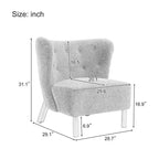 Accent Chair, Upholstered Armless Chair Lambskin Sherpa Single Sofa Chair with Wooden Legs, Modern Reading Chair for Living Room