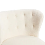 Accent Chair, Upholstered Armless Chair Lambskin Sherpa Single Sofa Chair with Wooden Legs, Modern Reading Chair for Living Room