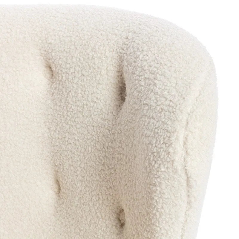 Accent Chair, Upholstered Armless Chair Lambskin Sherpa Single Sofa Chair with Wooden Legs, Modern Reading Chair for Living Room