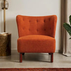 Accent Chair, Upholstered Armless Chair Lambskin Sherpa Single Sofa Chair with Wooden Legs, Modern Reading Chair for Living Room