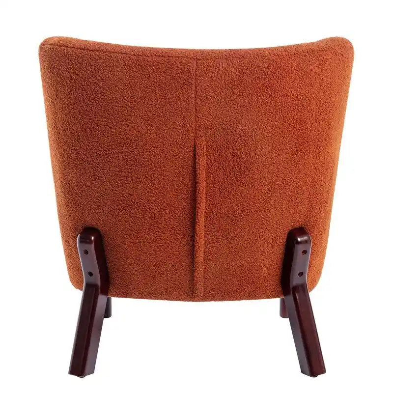 Accent Chair, Upholstered Armless Chair Lambskin Sherpa Single Sofa Chair with Wooden Legs, Modern Reading Chair for Living Room