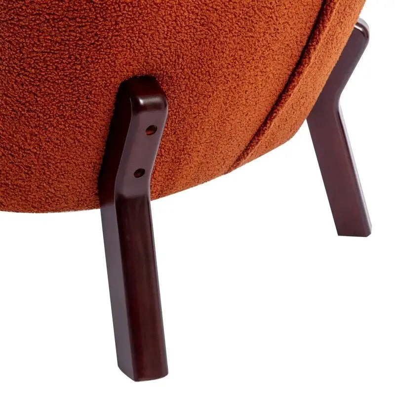 Accent Chair, Upholstered Armless Chair Lambskin Sherpa Single Sofa Chair with Wooden Legs, Modern Reading Chair for Living Room