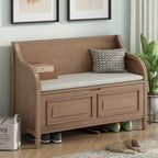 Nestfair Rustic Style Solid wood Entryway Multifunctional Storage Bench with Safety Hinge