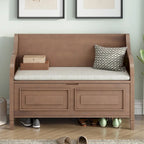 Nestfair Rustic Style Solid wood Entryway Multifunctional Storage Bench with Safety Hinge