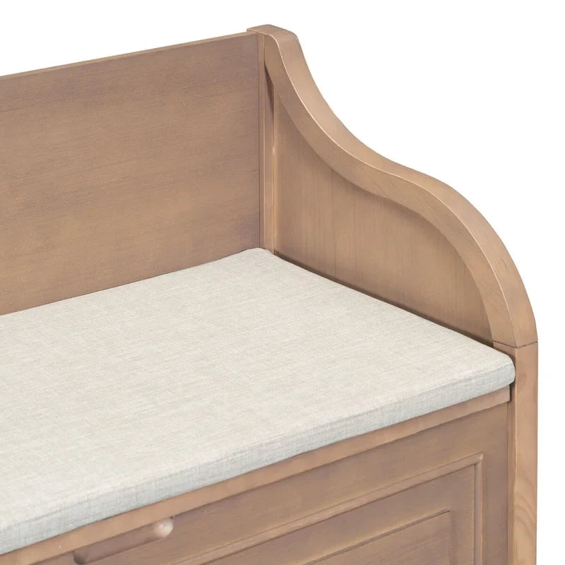 Nestfair Rustic Style Solid wood Entryway Multifunctional Storage Bench with Safety Hinge