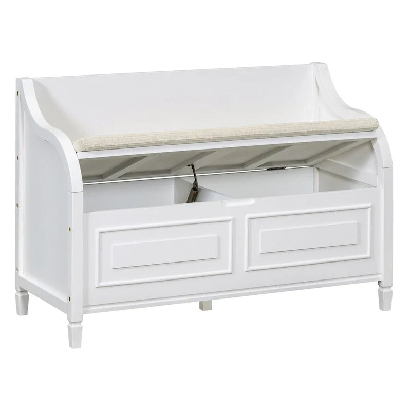 Nestfair Rustic Style Solid wood Entryway Multifunctional Storage Bench with Safety Hinge