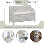 Nestfair Rustic Style Solid wood Entryway Multifunctional Storage Bench with Safety Hinge