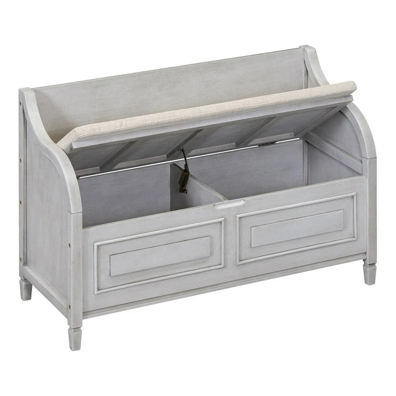 Nestfair Rustic Style Solid wood Entryway Multifunctional Storage Bench with Safety Hinge
