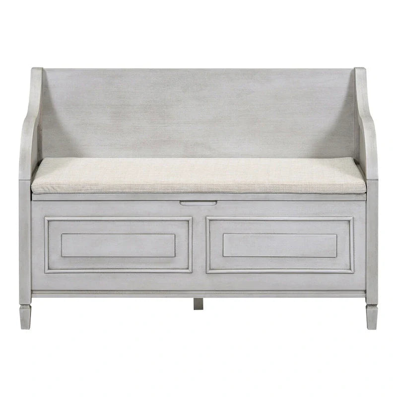 Nestfair Rustic Style Solid wood Entryway Multifunctional Storage Bench with Safety Hinge