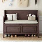 Nestfair Rustic Style Solid wood Entryway Multifunctional Storage Bench with Safety Hinge