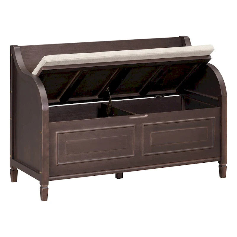 Nestfair Rustic Style Solid wood Entryway Multifunctional Storage Bench with Safety Hinge