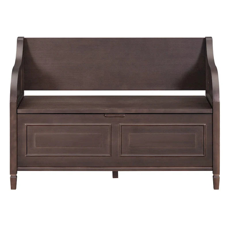 Nestfair Rustic Style Solid wood Entryway Multifunctional Storage Bench with Safety Hinge