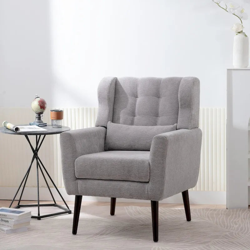 Mid-Century Modern Accent Chair with Waist Cushion, Set of 1