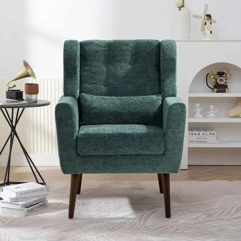 Mid-Century Modern Accent Chair with Waist Cushion, Set of 1