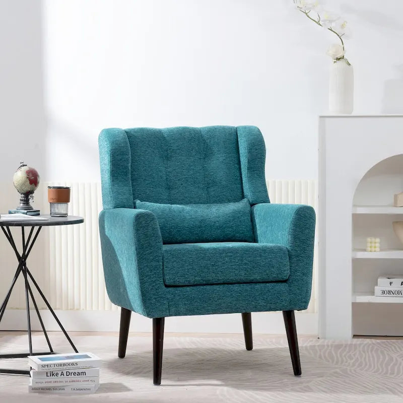Mid-Century Modern Accent Chair with Waist Cushion, Set of 1