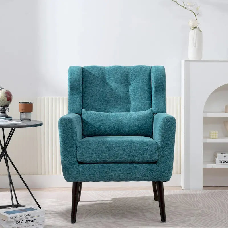 Mid-Century Modern Accent Chair with Waist Cushion, Set of 1
