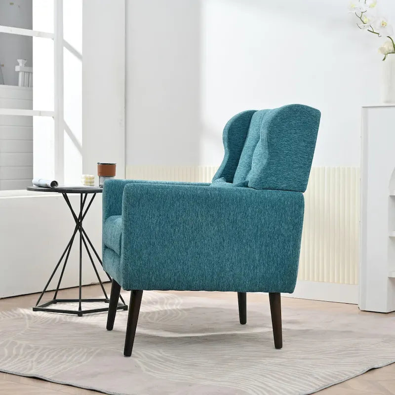 Mid-Century Modern Accent Chair with Waist Cushion, Set of 1