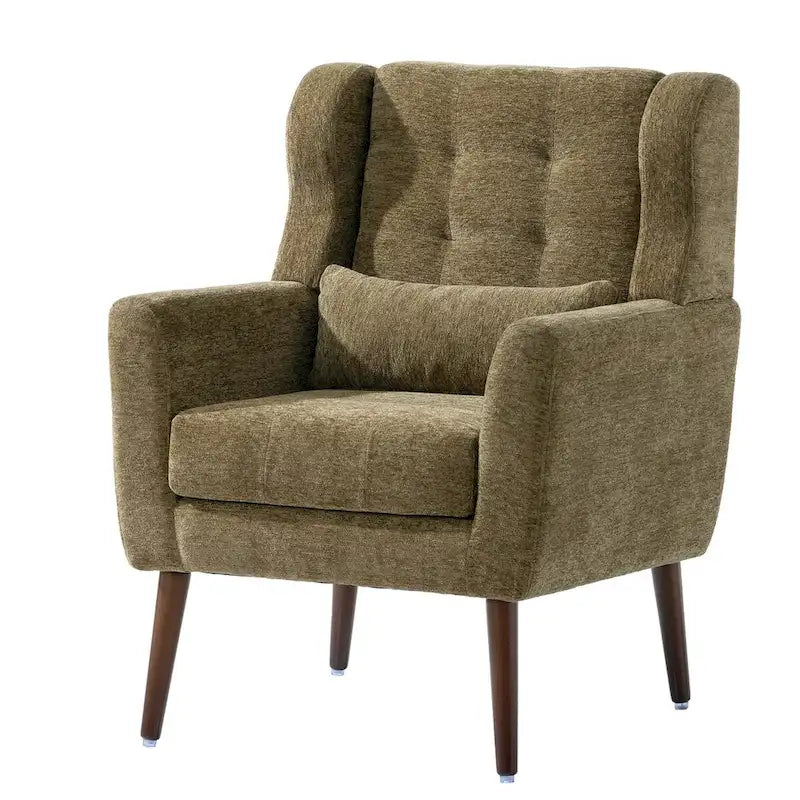 Mid-Century Modern Accent Chair with Waist Cushion, Set of 1