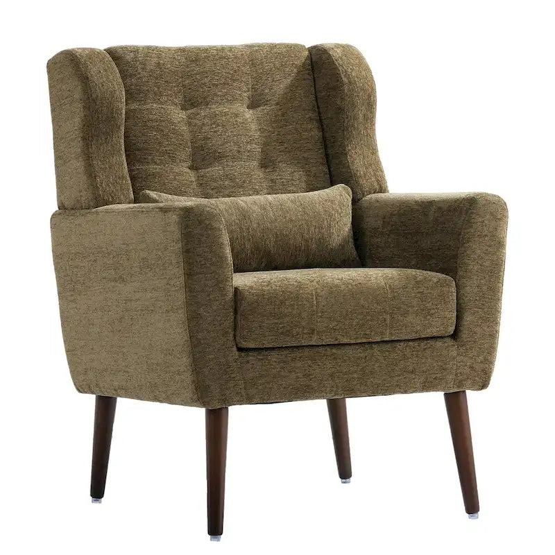 Mid-Century Modern Accent Chair with Waist Cushion, Set of 1