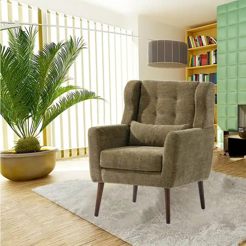 Mid-Century Modern Accent Chair with Waist Cushion, Set of 1
