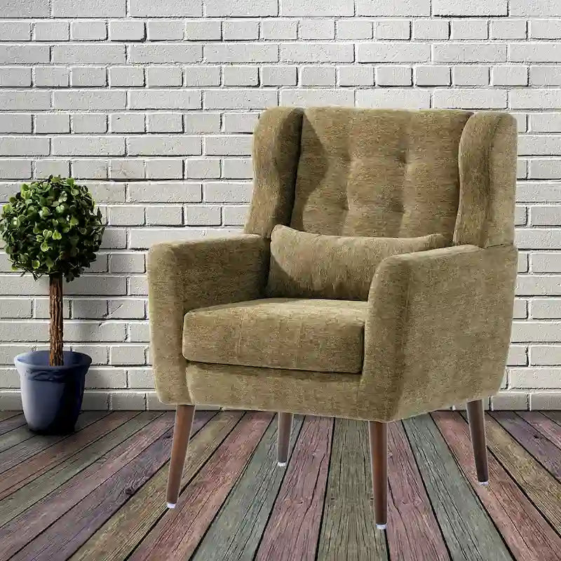 Mid-Century Modern Accent Chair with Waist Cushion, Set of 1