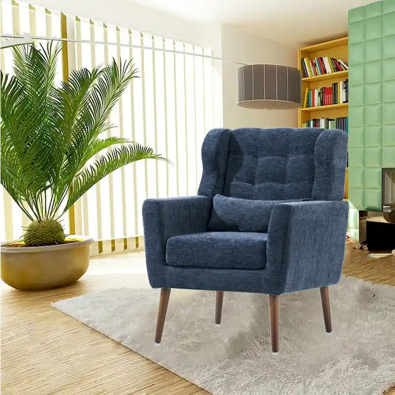 Mid-Century Modern Accent Chair with Waist Cushion, Set of 1