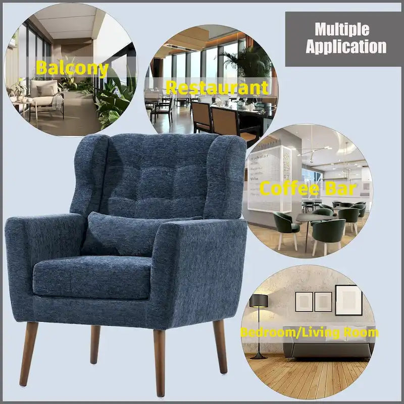 Mid-Century Modern Accent Chair with Waist Cushion, Set of 1