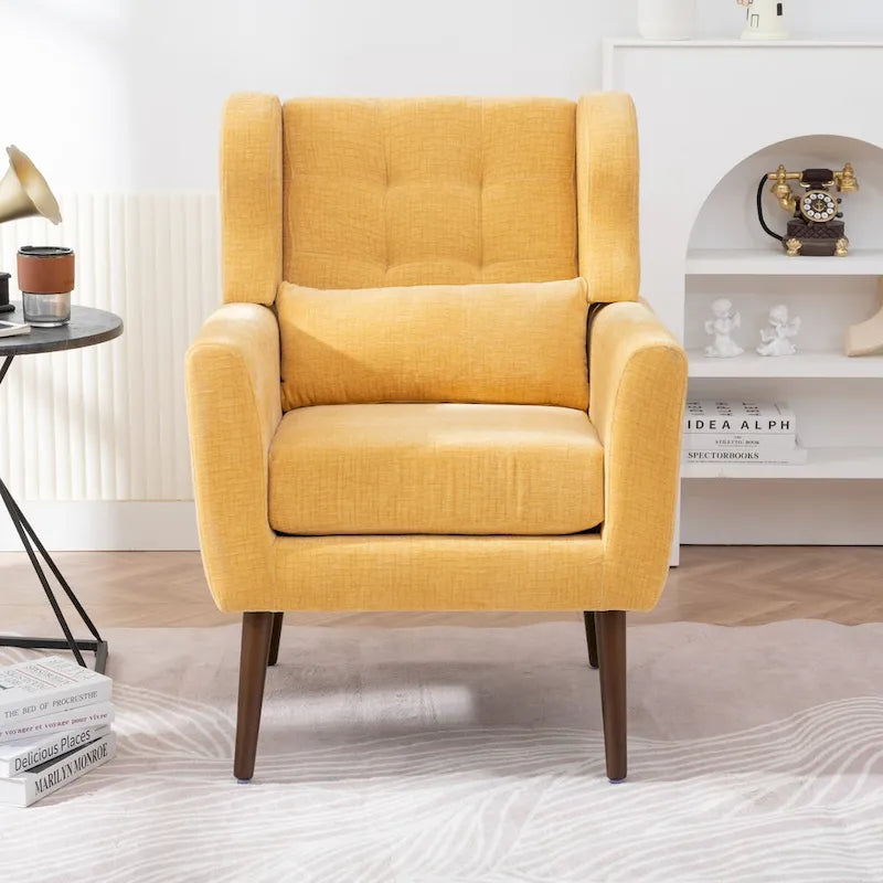 Mid-Century Modern Accent Chair with Waist Cushion, Set of 1