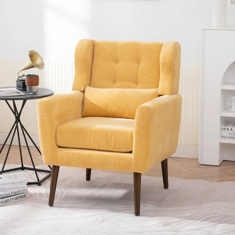 Mid-Century Modern Accent Chair with Waist Cushion, Set of 1