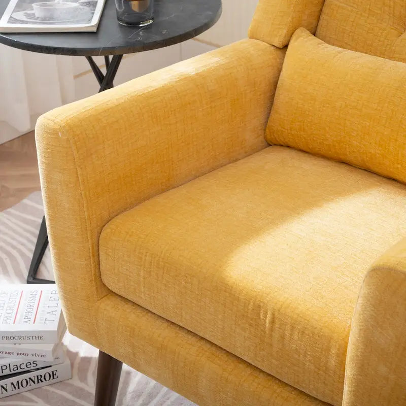 Mid-Century Modern Accent Chair with Waist Cushion, Set of 1