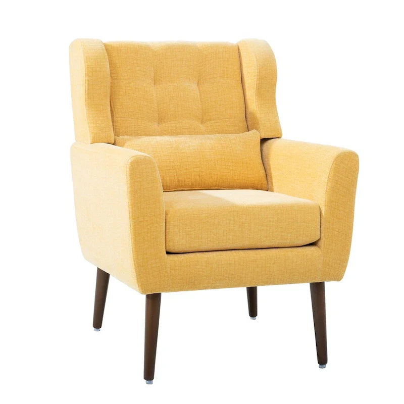 Mid-Century Modern Accent Chair with Waist Cushion, Set of 1