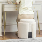 Adeco Round Ottoman Teddy Foot Stool for Living Room Bedroom