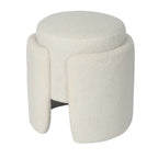 Adeco Round Ottoman Teddy Foot Stool for Living Room Bedroom