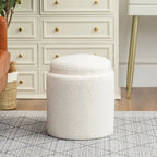 Adeco Round Ottoman Teddy Foot Stool for Living Room Bedroom