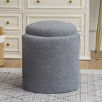 Adeco Round Ottoman Teddy Foot Stool for Living Room Bedroom