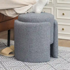 Adeco Round Ottoman Teddy Foot Stool for Living Room Bedroom
