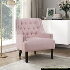 Modern Traditional Accent Chair Chenille Upholstery Button-Tufted Solid Wood 1pc Living Room Furniture