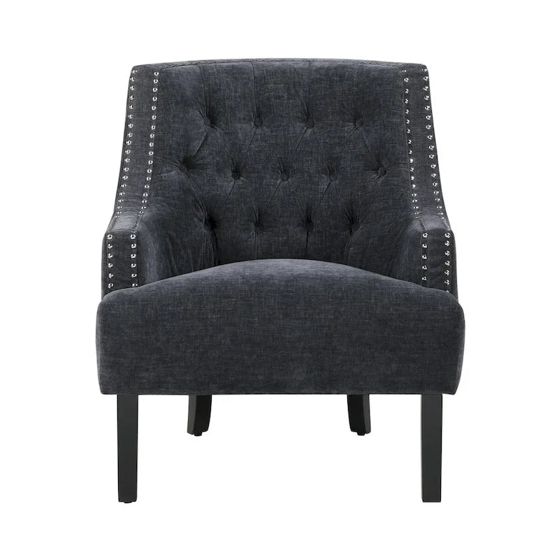 Modern Traditional Accent Chair Chenille Upholstery Button-Tufted Solid Wood 1pc Living Room Furniture