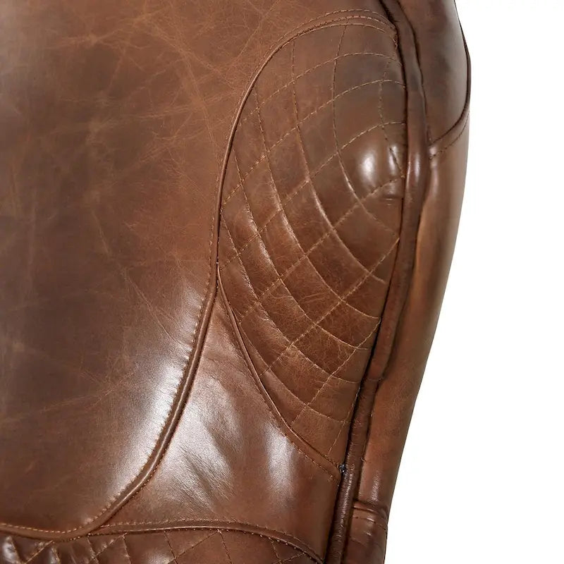 Pasargad Home Aspen Top Grain Leather Wing Chair, Brown - W31xD34.5xH33.5