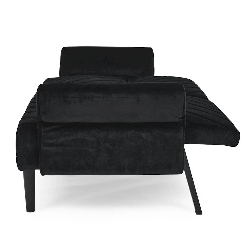 87 Velvet Convertible Folding Sofa Bed with Adjustable Armrests