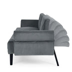 87 Velvet Convertible Folding Sofa Bed with Adjustable Armrests