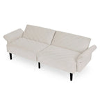 87 Velvet Convertible Folding Sofa Bed with Adjustable Armrests