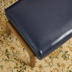 Glitzhome 24.5W Leatherette Accent Stool With Walnut Rubberwood Legs