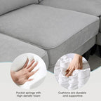 89*89 Oversized Velvet Modern Sectional Sofa,Large L Shaped Upholstered Indoor Furniture with Double Cushions
