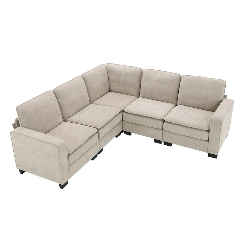 89*89 Oversized Velvet Modern Sectional Sofa,Large L Shaped Upholstered Indoor Furniture with Double Cushions