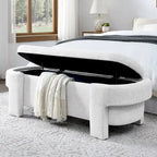 Linen Fabric Upholstered Bench with Large Storage Space - 51.5L x 20.5W x 17H