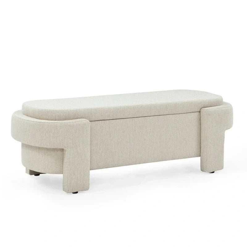 Linen Fabric Upholstered Bench with Large Storage Space - 51.5L x 20.5W x 17H